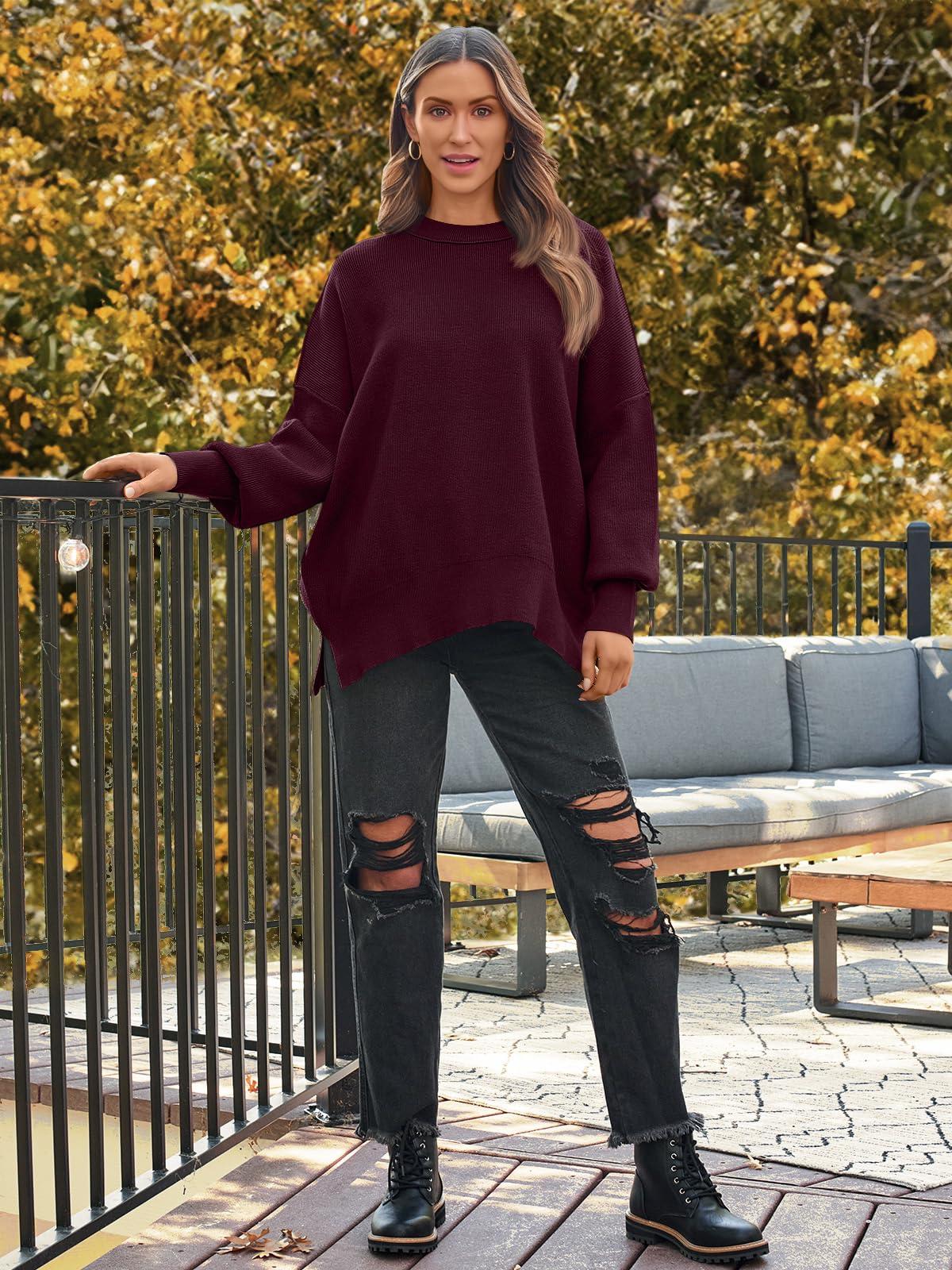 LILLUSORY Women's Oversized Batwing 2024 Sweaters