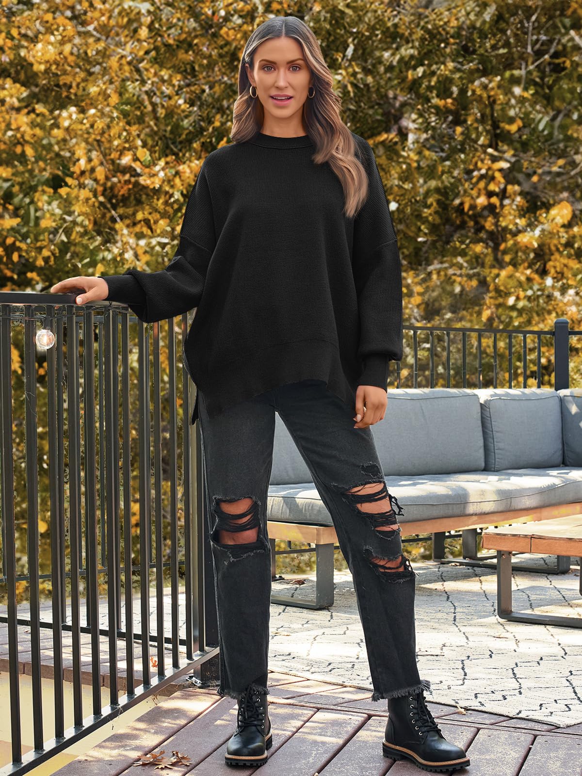 LILLUSORY Women's Oversized Batwing 2024 Sweaters