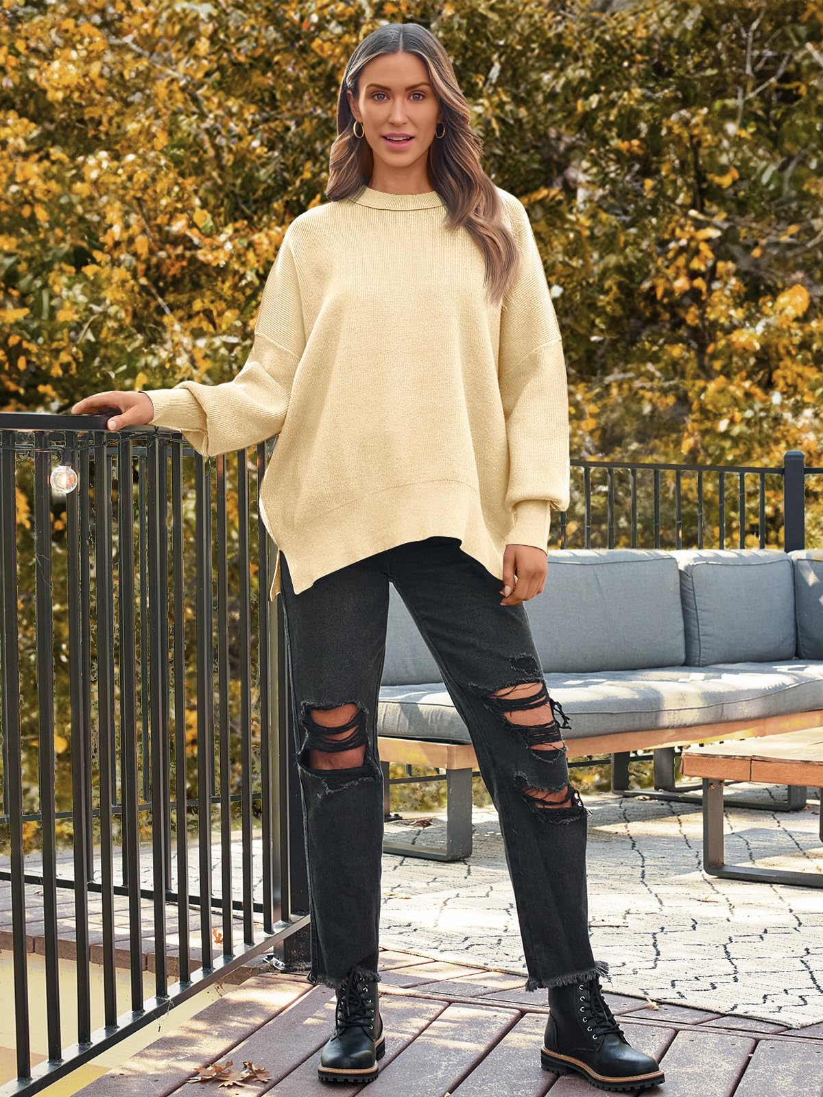 LILLUSORY Women's Oversized Batwing 2024 Sweaters