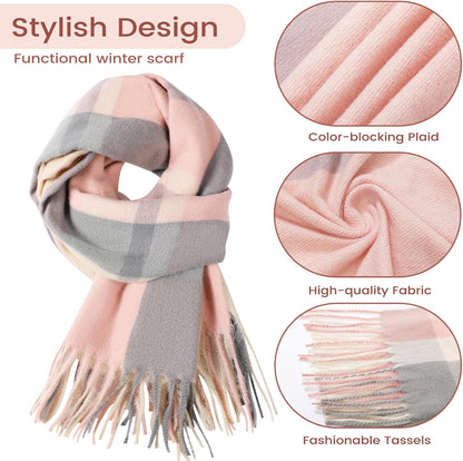 Scarf for Women Winter Warm Knit Large Plaid