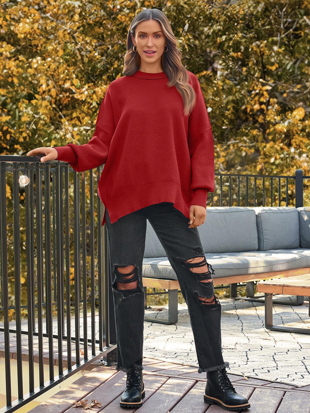 LILLUSORY Women's Oversized Batwing 2024 Sweaters