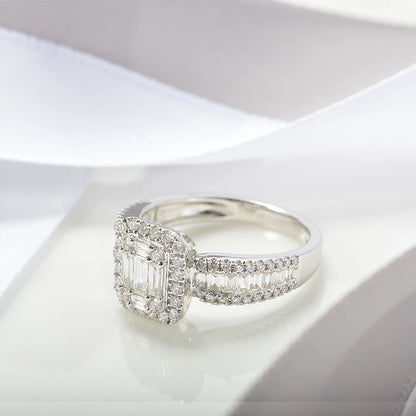 REAL 18K WHITE GOLD LAB GROWN DIAMOND WOMEN RING